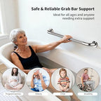 Polished Chrome Grab Bar 32 Inch, iHansee Anti-Slip Bathroom Grab Bar w/Knurled Grip, Stainless Steel Safety Handrail for Toilet Bathtub, Wall Mounted Shower Handle Handicap Bars for Senior Elderly