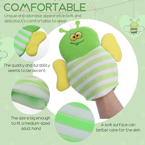 Sibba 6 Pcs Baby Bath Mitt Washcloths Gloves, Gentle Cute Exfoliating Wash Mitt Animal Pattern, Baby Mittens Bath Towel Glove Soft Scrub Toddler Wash Cloths Body Scrubber Bathing Loofah Infant Gloves