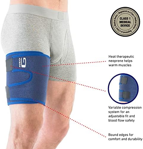 Neo-G Thigh Support Hamstring Support to Quadriceps and Hamstring Muscles – Hamstring Compression Sleeve for Sprains, Strains, Pulled Muscles, Sports Injury – Adjustable – Class 1 Medical Device