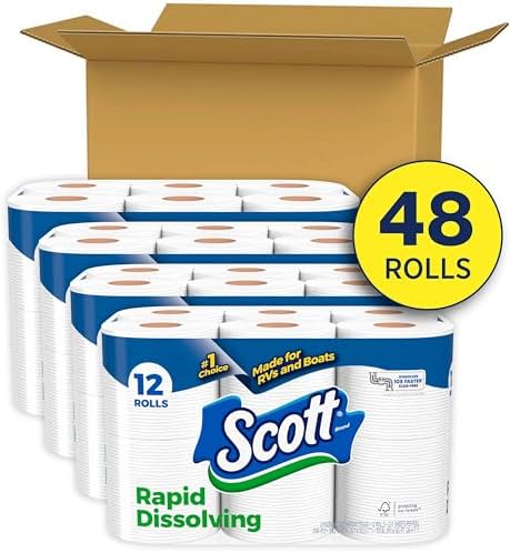 Scott Rapid-Dissolving Toilet Paper, 48 Double Rolls, Septic-Safe, Toilet Paper