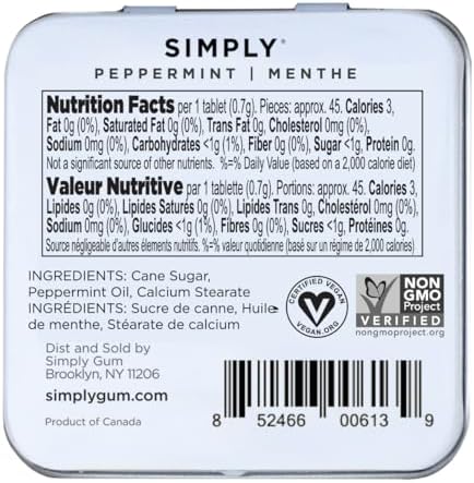 SIMPLY MINTS Natural Peppermint Breath Mints, 6 Pack (180 Pieces), Made With Real Peppermint Oil | Aspartame-Free, Sorbitol-Free, Xylitol-Free, Vegan, Kosher, Non-GMO