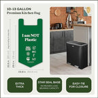 Large Compostable Trash Bags - 10-13 Gallon, 50 Pack, 100% Plastic-Free Decomposing Easy-Tie Trash Can Bags & Liners, Thick Kitchen, Bathroom & Backyard Bin Bags for Food & Green Waste