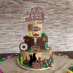 16 Pcs Cowboy Cake Toppers Glitter Cowboy Hat Cake Decorations Western Theme Happy Birthday Party Decoration for Boys Girls , Cowboy Birthday Sign Birthday Decor Party Decor Party Supplies