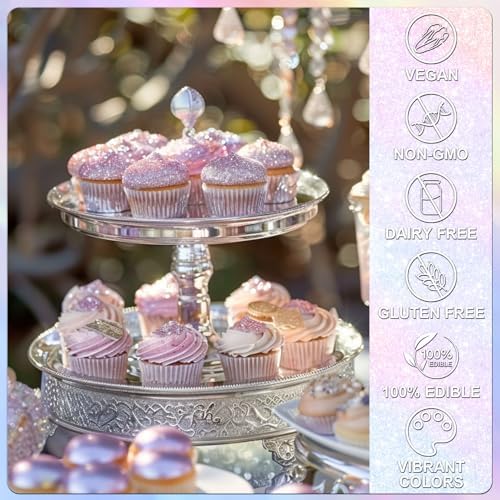 Iridescent Rainbow Edible Glitter - 5g Food Grade Cake Decorating Shimmering Glitter, Edible Sprinkle Luster Dust for Drinks, Chocolates, Fondant, Strawberries, Cupcakes, Candy, Easter Cookie - Vegan