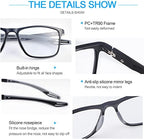 LJIMI Progressive Photochromic Multifocus Reading Sunglasses Spring Hinges Blue Light Blocking Glasses Transition Sun Readers