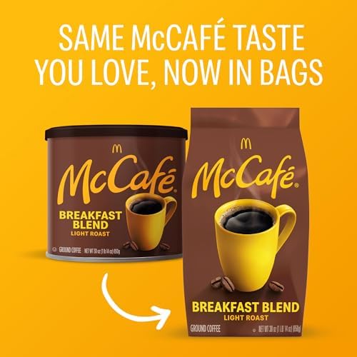 McCafe Breakfast Blend, Ground Coffee, Light Roast, Citrus Flavor Notes, Premium Quality, Responsibly Sourced, Kosher Certified, 30oz. Bag