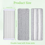 3 Pack Flat Mop Replacement Pad, 13" X 4.7" Microfiber Reusable Mop Pads Washable Mopping Pads Cleaning Mops Heads Cloth Replacement for Hardwood Floor Cleaning Wet Dry Use (White,Grey)
