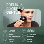 Panasonic ARC5 Electric Razor for Men Face, Wet & Dry Shavers with Foil Shaver, Pop-up Trimmer, Ultra-Fast 5-Blade, Smart Shave Sensor, 16D Flexible Pivoting Head - ES-ALV6HS (Silver)