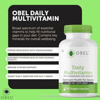 Obel Daily Multivitamin with Ashwagandha & Seaweed | Stress Relief + Energy + Thyroid Support | Complete Vitamins & Minerals | 60 Capsules (30 Day Supply)