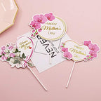 Happy Mother's Day Cake Toppers 24Pcs Flower Cupcake Topper for Mother's Day Birthday Party Cake Decoration