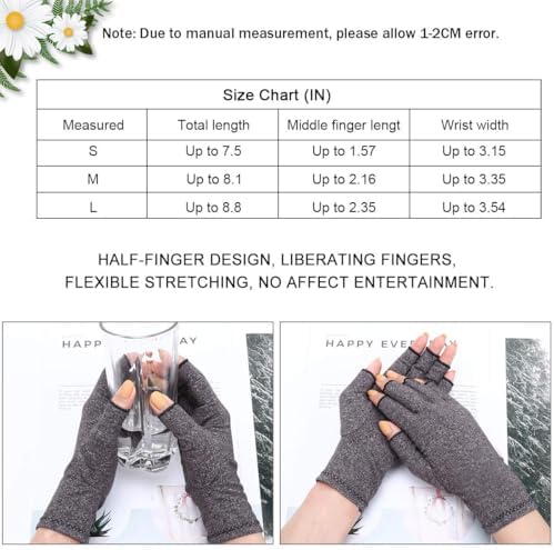 Arthritis Gloves - Compression Fingerless Joint Pain Relief Hand Mitten Warmth Carpal Tunnel Glove for Women Men