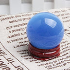 Acxico 1 pcs Natural Quartz Blue Cat Eye Crystal Healing Ball Sphere 4cm