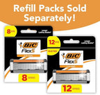 BIC Flex 5 Refillable Razors for Men, Long-Lasting 5 Blade Razors for a Smooth and Comfortable Shave, 1 Handle and 12 Cartridges, 13 Piece Shaving Kit