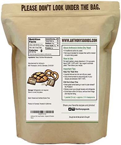 Anthony's Active Dry Yeast Packets, Contains 42 Individual Packets, Gluten Free