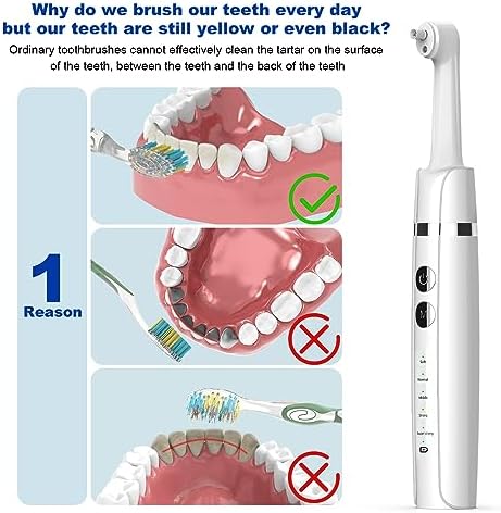 Tooth Polisher,Teeth Polishing Kit for Daily Cleaning,Polishing Then Whitening of Tooth (Professional Toothpaste Include),USB Rechargeable Dental Polisher with LED Light,6 Heads,5 Speed Modes