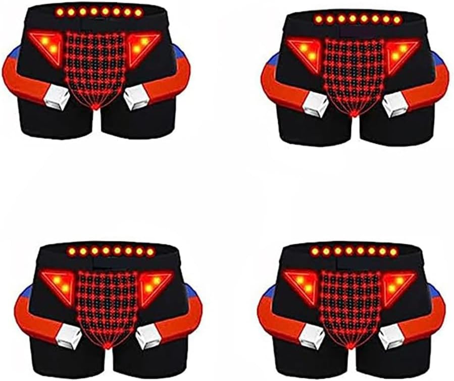 4/Pack Mens Underwear Magnetic Tourmaline U-Convex Panties Energy Field Therapy Boxer Briefs Enlargement Inner Pants (Color : 4pcs-Black, Size : 4X-Large)