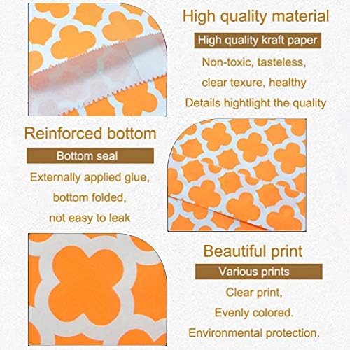 KEYYOOMY 100 Pcs Orange Candy Buffet Bags Small Cookie Bags Polka Dot Paper Treat Bag for Wedding Birthday Party (5 inch x 7 inch)