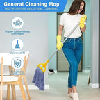 2 Pack Heavy Mop Replace Head，mop Head Replacement,Commercial mop Heads,Reusable Mop Head Refills-Replacement Mop Heads SuitableWet Industrial Blue Cotton Looped End String Head Refill (Blue)