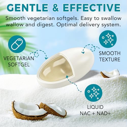 NAC Supplement (N-Acetyl Cysteine) Softgels with NAD+, Coconut Oil & MCT Oil, Non-GMO, Gluten Free, 300 Count
