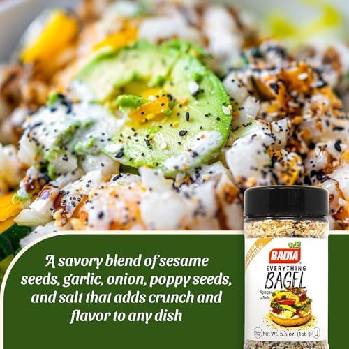 Badia Everything Bagel Seasoning Blend, 5.5 oz - Sesame Seed, Poppy Seed, Garlic, Onion and Salt