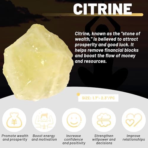 Raw Citrine Rough Crystal with Clear Quartz, Natural Citrine Crystal and Healing Stones for Tumbling, Decoration, Polishing, Wire Wrapping, Wicca & Reiki 2PCS