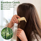 DEBETOOL 5 Pieces Bamboo Comb Set - Natural Wooden Combs for Women Hair Growth, Anti-Static Wood Comb for Curly/Thick Hair Daily Use