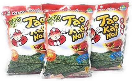 Tao Kae Noi Crispy Seaweed Hot & Spicy Flavor 32g, 3 Pack
