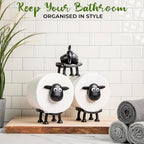 VELENTI Sheep Toilet Roll Holder - Funny Toilet Paper Holders Free Standing Cute Bathroom Decor - Premium 3D Printed Black Sheep Loo Rolls Holder - Hilarious Tissue Paper Roll Storage - Set of 3