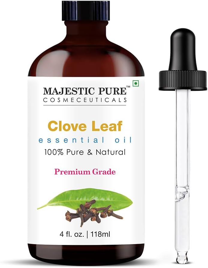 Majestic Pure Essential Oil with Glass Dropper - 100% Pure and Natural - Essential Oils for Diffuser, Aromatherapy, Soap and Candle Making, Clove Essential Oil, Clove Oil, 4 Fl Oz