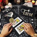 Knana 2Pcs Tarot Card Holder Linen Tarot Bag with Sun Moon Pattern Tarot Accessories Tarot Card Bag