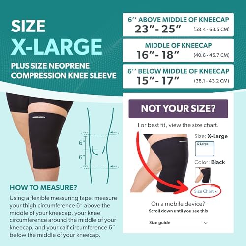 BraceAbility Plus Size Neoprene Compression Knee Sleeve - Extra-Large Arthritis Joint Pain Support Brace for Overweight to Obese Women or Men with Big Thighs and Large Legs (XL)