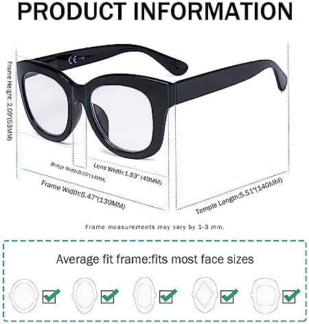 Eyekepper 5 Pack Oversized Reading Glasses - Retro Readers for Women Include Sunshine Readers +0.50