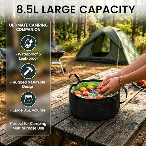 TRENDBOX Foldable Wash Basin Sink Water Bag Portable Mini 8.5L for Footbath Camping Hiking Outdoor Durable Design