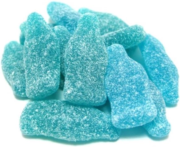 Sour Cola Bottles Gummy Candy (1 Pound, Mini Sour Blue Raspberry)