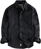 Cargo Shirt for Men Long Sleeve Cotton Solid Color Washing Lapel Boyfriend Shirt Jacket