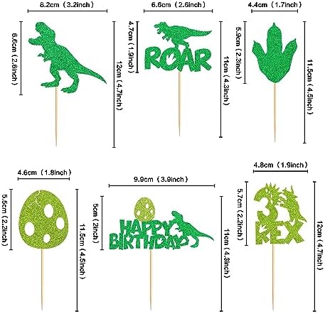 Ercadio 24 Pack Dinosaur 3rd Cupcake Toppers Green 3 Rex Roar Dinosaur Cupcake Picks Dino Egg Happy Birthday Cupcake Toppers Dino Theme Baby Shower Birthday Party Cake Decorations Supplies
