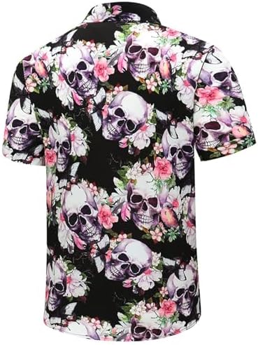 Men's Hawaiian Shirt Tops Vintage Short Sleeve Button Down Beach Shirt Male Tropical Floral Summer Pullover Party Holiday