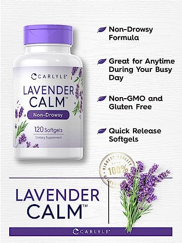 Carlyle Lavender Pills | 80 mg | 120 Softgel Capsules | Calm & Non-Drowsy Formula | Non-GMO & Gluten Free Supplement