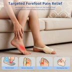 KTSAY 2 Pairs Metatarsal Pads with Gel Pad for Women and Men, Foot Pads for Ball Pain Relief, Morton's Neuroma, Metatarsalgia Support(Beige,Large)