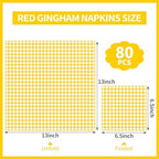 80 Pcs Gingham Napkins, 6.5X6.5 Inch Easter Paper Napkins Disposable Yellow and White Plaid Napkin for Spring, Masters Party, Picnic