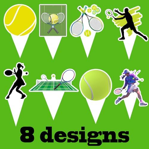 48 Tennis Cake Cupcake Toppers Sports Themed Party Supplies Decorations Tennis Racket Baby Shower Birthday Party Cake Decor