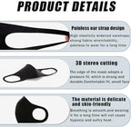 15PCS Black Reusable Face Masks Sponge Washable Breathable for Adult Men Women Dust Protection Not Cloth Fabric