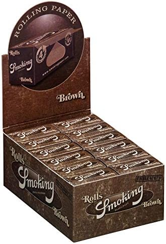 Smoking Brown Rolls Unbleached Slim 4 Metres Continuous Rolling Papers 5x Rolls