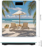 Ocean Beach Theme Scale for Body Weight Digital Bathroom Scale Toughened Glass High Precision Scales for Body Weight with Large LCD Backlight Display Weight Scales