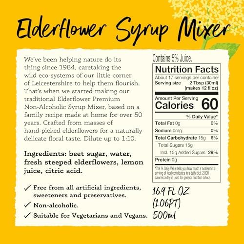 Belvoir Fruit Farms Elderflower Syrup Mixer (500ml) | Pack of 2 | Natural Elderflower Drink Mix | Ideal for Cocktails and Refreshing Beverages | No Preservatives | Made with Fresh Elderflowers