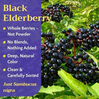 Black Elderberry Tea - Dried Whole Sumbucus Nigra Elderberries - Natural Sugar Free Fruit Berries, 2oz