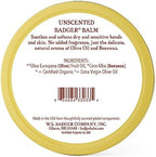 Badger Balm Unscented, 100% Organic Olive Oil & Beeswax, Fragrance Free Hand Cream, Long Lasting Sensitive Skin Moisturizer, 2 oz Tin