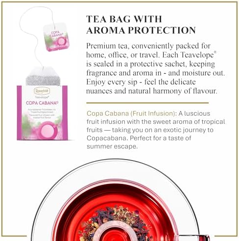 Ronnefeldt Teavelope Copa Cabana – Fruit Tea with Hibiscus and Tropical Citrus Notes – 25 Tea Bags – Caffeine Free Individually Wrapped