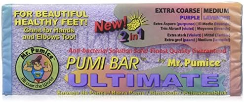 Mr. Pumice Ultimate PUMI Bar, 2-in-1 Callus Remover, Pedicure Stone & Ped File Scrubber for Smooth Feet and Heels, Dual-Grit (Medium + Coarse), 1 Pack