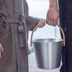 Rento Aluminum/Bamboo Silver Sauna Pail